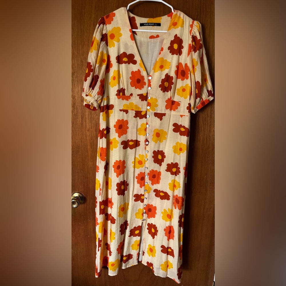 Wild Pony 70s Floral Print Midi Dress